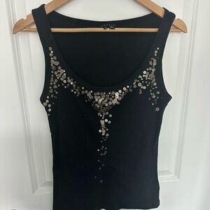 Theory Black Tank Top with Metallic Accents